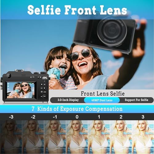 Dual-lens 4K Camera: 48MP Zoom Vlogging, 32GB SD