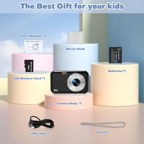 Compact Digital Camera with FHD 1080P, 44MP