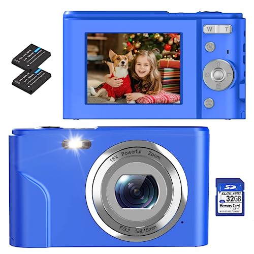 Jckduhan Vlogging Camera: FHD 1080P, 16X Zoom (Light Blue)