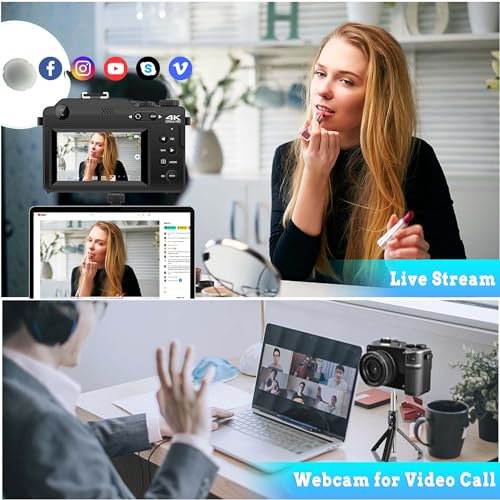 Dual-lens 4K Camera: 48MP Zoom Vlogging, 32GB SD