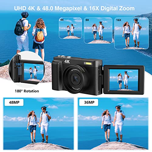 Jumobuis 4K 48MP Vlogging Camera with 16X Zoom