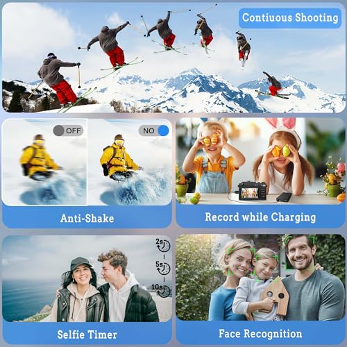 Dual-lens 4K Camera: 48MP Zoom Vlogging, 32GB SD