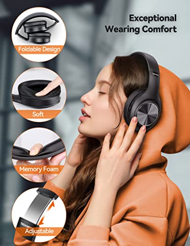 Foldable Bluetooth Headphones, HiFi Stereo, 65 Hours Playtime