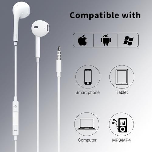 In-Ear Noise Isolating Earphones with Microphone - Multi-Device Compatible