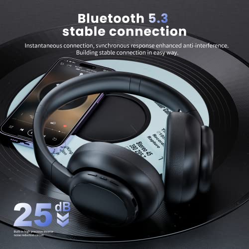VOCLO A6 Wireless Headphones: 55 Hour Playtime, Noise Cancelling