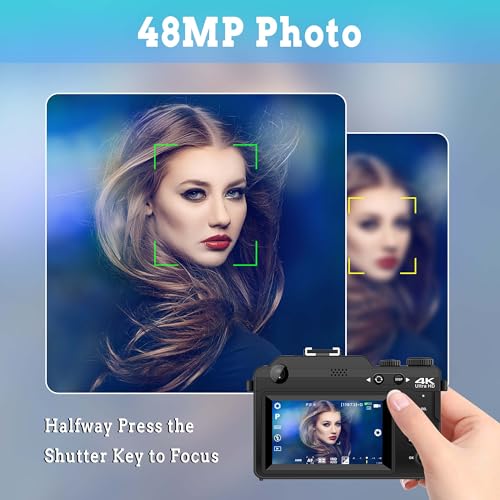 Dual-lens 4K Camera: 48MP Zoom Vlogging, 32GB SD