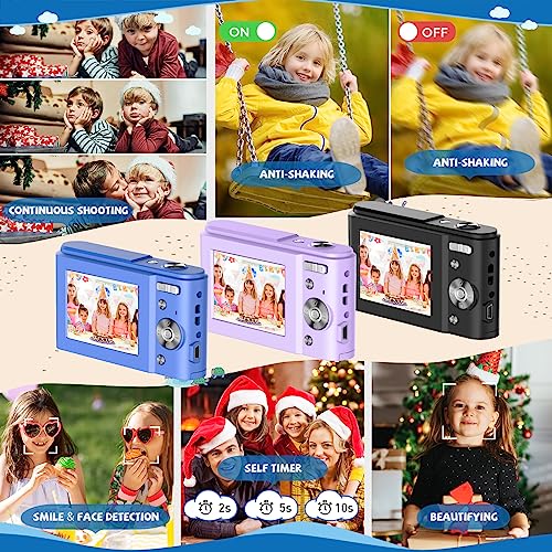 Jckduhan Vlogging Camera: FHD 1080P, 16X Zoom (Light Blue)