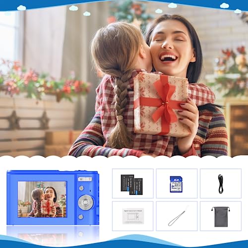 Jckduhan Vlogging Camera: FHD 1080P, 16X Zoom (Light Blue)