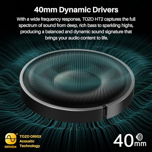 TOZO HT2: Hybrid ANC Wireless Headphones, 60H Playtime