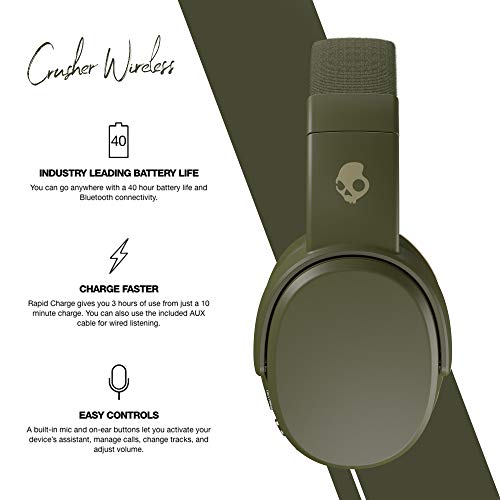 Skullcandy Wireless Headphones with Sensory Bass - Moss/Olive