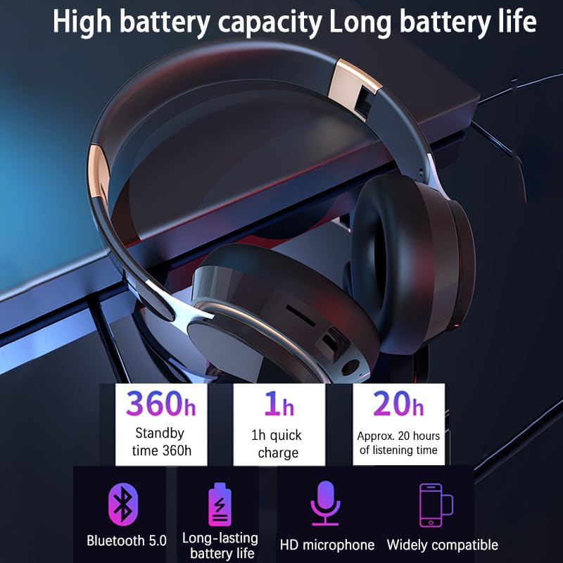 Wireless Bluetooth Headphones - Foldable Lightweight with Mic