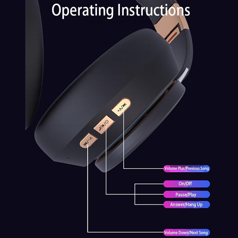Wireless Bluetooth Headphones - Foldable Lightweight with Mic