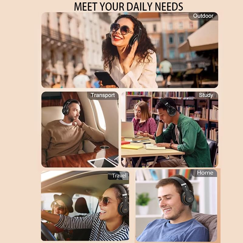 Wireless Bluetooth Headphones - Foldable Lightweight with Mic