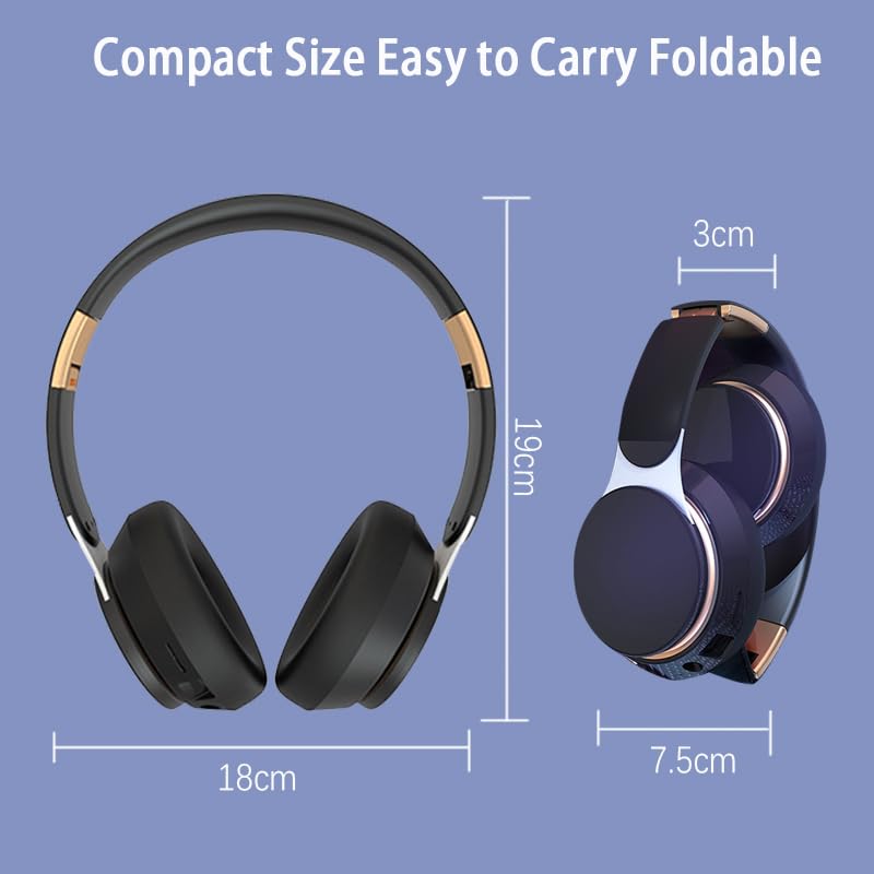Wireless Bluetooth Headphones - Foldable Lightweight with Mic