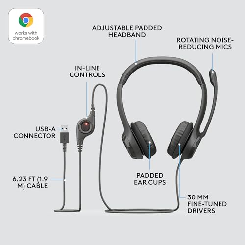 Logitech H390 Wired Headset for PC and Laptop