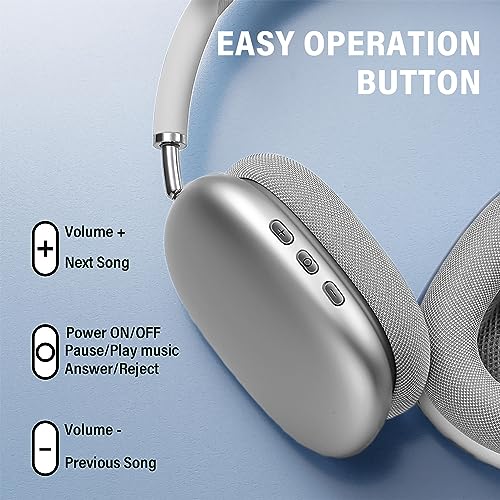 Wireless Bluetooth Headphones with Noise Cancelling - Silver