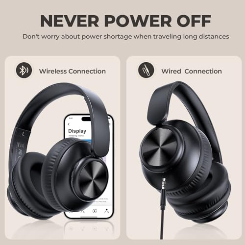 Wireless Over Ear Headphones, Bluetooth, 80 Hours Playtime, HiFi Stereo