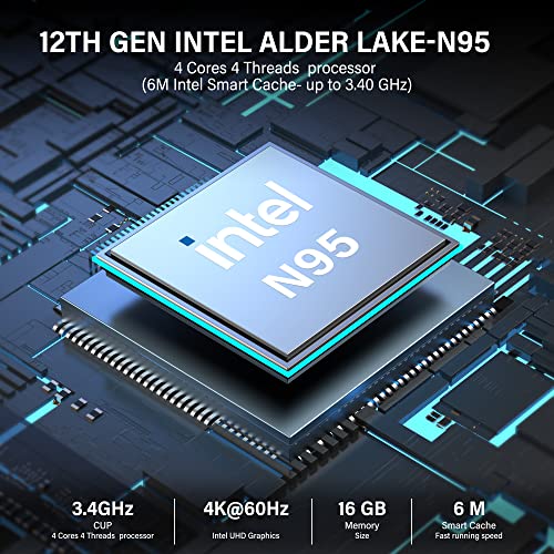 Mini PC Intel Alder Lake-Ν95, 8GB RAM, 256GB SSD