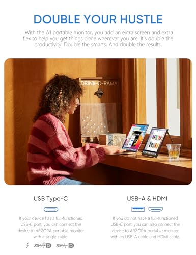 15.6" FHD IPS Portable Monitor with HDMI/Type-C/USB-C