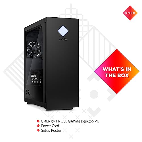 HP Omen 25L Gaming Desktop PC - Ryzen 5-5600G, 16GB RAM, 1TB SSD, RTX 3060