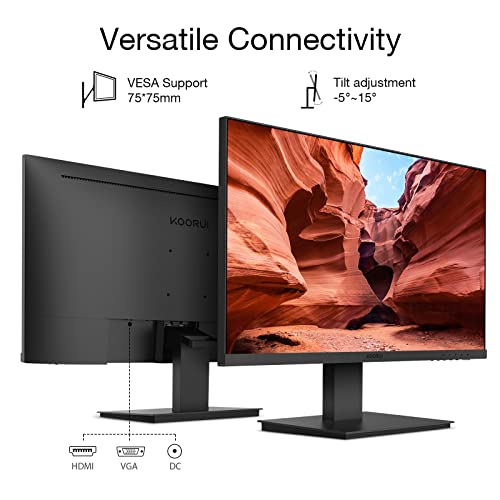 KOORUI 24" FHD Monitor, Ultra-slim Bezels, 75Hz