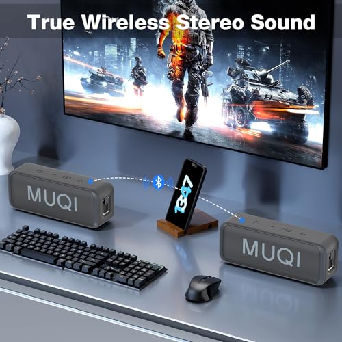 MUQI Waterproof Bluetooth Speaker - 24H Playtime, 10W Stereo