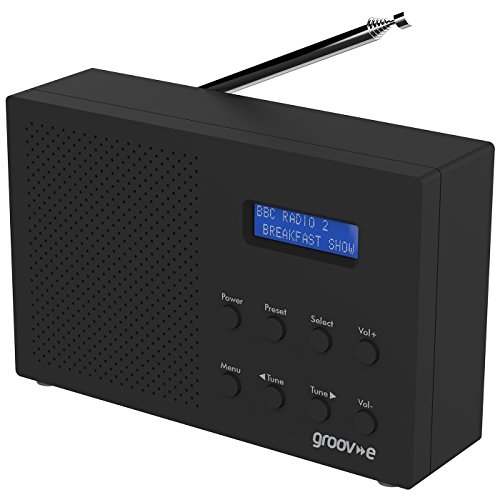 Portable Bluetooth Digital Radio with Alarm Clock - Black