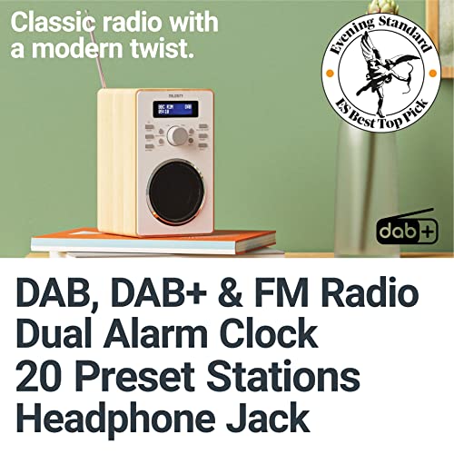 Oak Wood DAB/DAB+ Digital Radio | 20 Presets | Dual Alarm