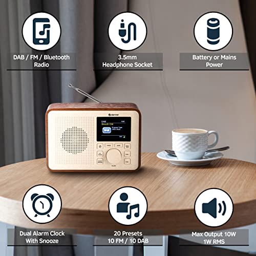 Portable Bluetooth DAB+ Radio with Dual Alarm