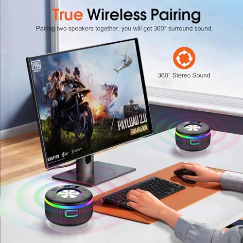Portable Bluetooth Shower Speaker with Time Display, RGB Lights