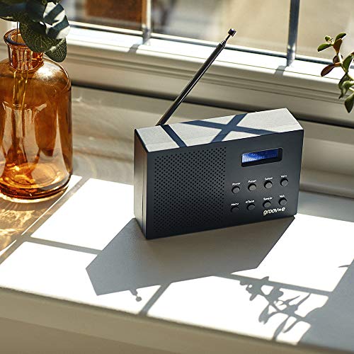 Portable Bluetooth Digital Radio with Alarm Clock - Black