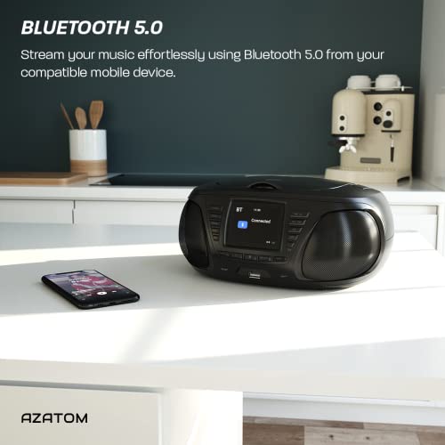 AZATOM Zenith Z4 Black: DAB CD Player, Bluetooth Speaker