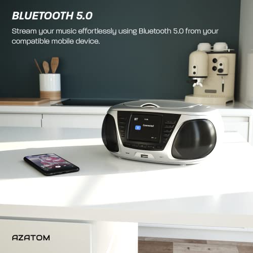 AZATOM Zenith Z4 Silver: DAB+ CD FM Bluetooth Speaker