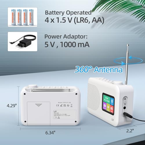 Compact Bluetooth DAB/FM Radio with Color Display