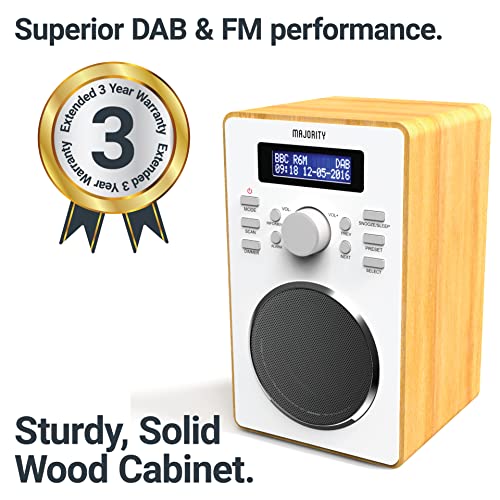 Oak Wood DAB/DAB+ Digital Radio | 20 Presets | Dual Alarm