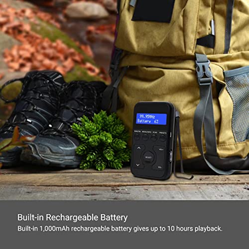 MangoKit Black Pocket DAB Radio with Earphones