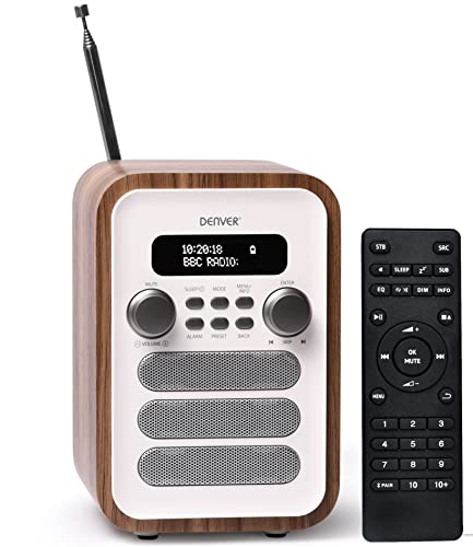 Denver DAB-48 Bluetooth DAB Radio - White, Remote