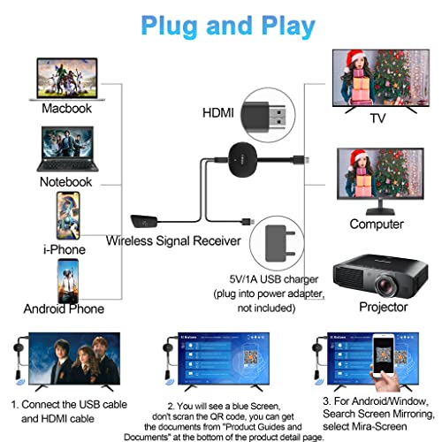 4K Wireless HDMI Dongle - iPhone/Android/Windows/PC to HD TV