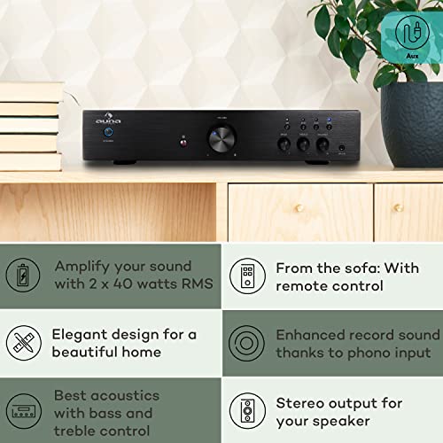 Auna Amplifier Hifi: Stereo System with Bass Control
