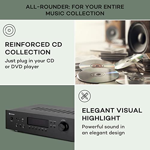 Auna Bluetooth Amplifier: Hifi Stereo System with Remote