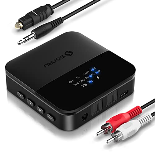 SONRU Bluetooth 5.0 Transmitter Receiver: TV/Home Stereo Adapter