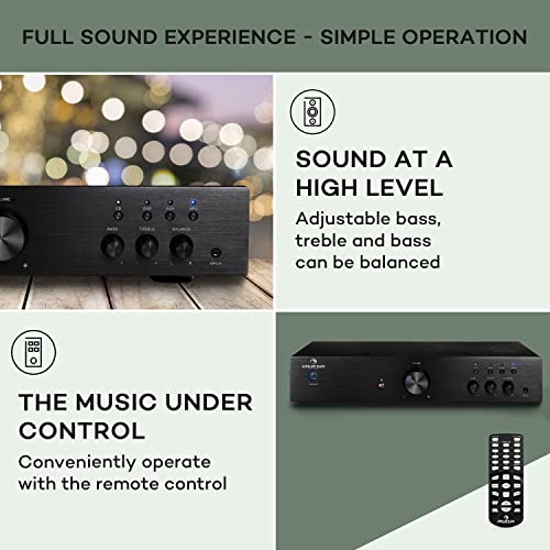 Auna Amplifier Hifi: Stereo System with Bass Control