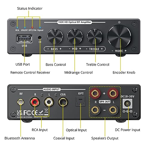 PROZOR Bluetooth Hifi Amplifier with Remote Control