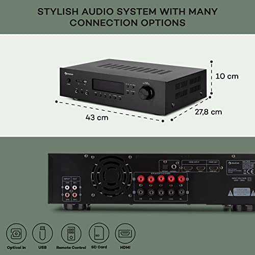 Auna Bluetooth Amplifier: Hifi Stereo System with Remote