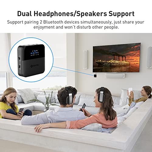 SONRU Bluetooth 5.0 Transmitter Receiver: TV/Home Stereo Adapter