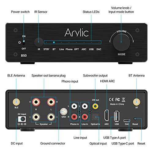 Arylic B50 Bluetooth aptX HD Stereo Amplifier
