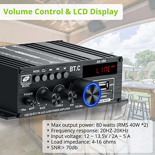 Bluetooth 5.0 Stereo Amplifier - 40W x 2