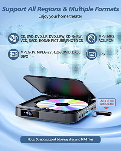 DESOBRY Mini DVD Player - HDMI, 1080P, Multi Region