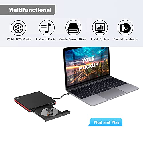 Portable USB 3.0 CD/DVD Rewriter for Multiple Systems