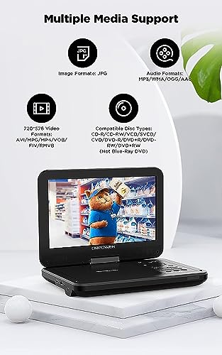 Portable DVD Player: 12.5" Screen, Built-in Battery